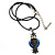 Marcasite Blue Enamel Owl On Black Leather Cord Necklace - 40cm Length - view 2