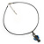 Marcasite Blue Enamel Owl On Black Leather Cord Necklace - 40cm Length - view 11