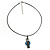 Marcasite Blue Enamel Owl On Black Leather Cord Necklace - 40cm Length - view 5