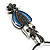 Marcasite Blue Enamel Owl On Black Leather Cord Necklace - 40cm Length - view 6