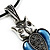Marcasite Blue Enamel Owl On Black Leather Cord Necklace - 40cm Length - view 3