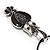 Marcasite Grey Black Enamel Owl On Black Leather Cord Necklace - 40cm Length - view 5