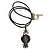 Marcasite Grey Black Enamel Owl On Black Leather Cord Necklace - 40cm Length - view 2