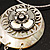 Stunning Floral Shell Drop Pendant With Leather Style Cord Necklace (Silver Tone) - 40cm Length - view 3