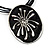 Black Enamel Oval Pendant With Cotton Cord Necklace ( Silver Tone) - 36cm Length - view 2