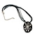 Black Enamel Oval Pendant With Cotton Cord Necklace ( Silver Tone) - 36cm Length - view 3