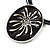 Black Enamel Oval Pendant With Cotton Cord Necklace ( Silver Tone) - 36cm Length - view 6