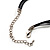 Black Enamel Oval Pendant With Cotton Cord Necklace ( Silver Tone) - 36cm Length - view 7