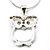 Rhodium Plated Crystal Owl Pendant With Snake Chain - 36cm Length - view 8