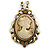Dusty Pink Crystal Cameo 'Lady With Rose Flower' Oval Pendant (Bronze Tone) - view 9