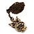 Long Vintage Bronze Tone Crystal Owl Pendant Necklace -70cm Length - view 4