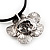 Burn Silver Rose Flower Pendant On Leather Cord - 40cm Length - view 5