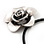 Burn Silver Rose Flower Pendant On Leather Cord - 40cm Length - view 3