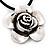 Burn Silver Rose Flower Pendant On Leather Cord - 40cm Length - view 10