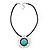 Burn Silver Turquoise Stone Daisy Flower Pendant On Leather Cord - 40cm Length - view 7