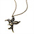 Long Vintage Inspired Hummingbird Pendant with Bronze Tone Chain/ 70cm L - view 9