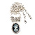 Diamante 'Cameo With Bow' Pendant Necklace In Antique Silver Metal Finish - 56cm Length with 6cm extension - view 4