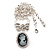Diamante 'Cameo With Bow' Pendant Necklace In Antique Silver Metal Finish - 56cm Length with 6cm extension - view 5