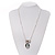 Diamante 'Cameo With Bow' Pendant Necklace In Antique Silver Metal Finish - 56cm Length with 6cm extension - view 6