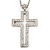 Oversized Open Diamante Cross Pendant Necklace In Rhodium Plated Metal - 64cm Length with 6cm extension