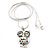 Wise Multicoloured Diamante Owl Pendant Necklace In Rhodium Plated Metal - 42cm Length - view 4