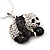 Crystal Panda Bear Pendant Necklace In Rhodium Plated Metal - 44cm Length - view 3