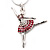 Diamante Ballerina Pendant Necklace In Rhodium Plated Metal - 44cm Length