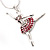 Diamante Ballerina Pendant Necklace In Rhodium Plated Metal - 44cm Length - view 5