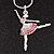 Diamante Ballerina Pendant Necklace In Rhodium Plated Metal - 44cm Length - view 3