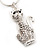 Crystal Cat  Pendant Necklace In Rhodium Plated Metal - 44cm Length - view 3