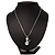 Crystal Cat  Pendant Necklace In Rhodium Plated Metal - 44cm Length - view 4