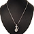 Crystal Cat  Pendant Necklace In Rhodium Plated Metal - 44cm Length - view 2