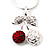 Sweet Diamante Double Cherry Pendant Necklace In Rhodium Plated Metal - 46cm Length