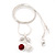 Sweet Diamante Double Cherry Pendant Necklace In Rhodium Plated Metal - 46cm Length - view 2