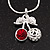 Sweet Diamante Double Cherry Pendant Necklace In Rhodium Plated Metal - 46cm Length - view 4