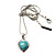 Small Turquoise Stone Heart Pendant Necklace In Silver Tone Metal - 38cm Length With 5cm Extension - view 3