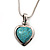 Small Turquoise Stone Heart Pendant Necklace In Silver Tone Metal - 38cm Length With 5cm Extension - view 4