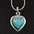 Small Turquoise Stone Heart Pendant Necklace In Silver Tone Metal - 38cm Length With 5cm Extension - view 5