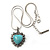 Turquoise Style Heart Pendant Necklace In Silver Tone Metal - 40cm Length With 5cm Extension - view 5