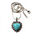 Turquoise Style Heart Pendant Necklace In Silver Tone Metal - 40cm Length With 5cm Extension - view 3
