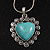 Turquoise Style Heart Pendant Necklace In Silver Tone Metal - 40cm Length With 5cm Extension - view 4