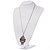 Long Filigree Diamante Owl Pendant Necklace In Burn Silver Metal - 76cm length - view 4