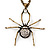 Shimmering Diamante Spider Pendant Necklace In Antique Gold Tone Metal - 60cm Length - view 2