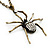Shimmering Diamante Spider Pendant Necklace In Antique Gold Tone Metal - 60cm Length - view 5