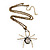Shimmering Diamante Spider Pendant Necklace In Antique Gold Tone Metal - 60cm Length - view 8