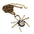 Shimmering Diamante Spider Pendant Necklace In Antique Gold Tone Metal - 60cm Length - view 4