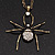 Shimmering Diamante Spider Pendant Necklace In Antique Gold Tone Metal - 60cm Length - view 3