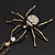 Shimmering Diamante Spider Pendant Necklace In Antique Gold Tone Metal - 60cm Length - view 10