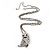 Long Cute Crystal & Simulated Pearl Owl Pendant Necklace In Antique Silver Metal - 60cm Length (10cm Extension) - view 6