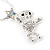 Crystal Teddy Bear With Star Pendant Necklace In Rhodium Plated Metal - 42cm Length - view 6